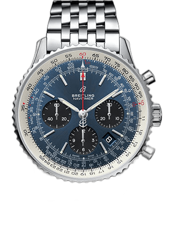 Navitimer 1 B01 Chronograph 43 Watch - Steel Case - Mercury Silver Dial - Steel Pilot Bracelet - AB0121211C1A1 43mm by Breitling — AB0121211C1A1