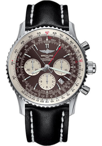 Breitling Navitimer B03 Chronograph Rattrapante 45 Watch - Steel - Panamerican Bronze Dial - Black Leather Strap - Tang Buckle - AB031021/Q615/441X/A20BA.1 45mm (AB031021/Q615/441X/A20BA.1