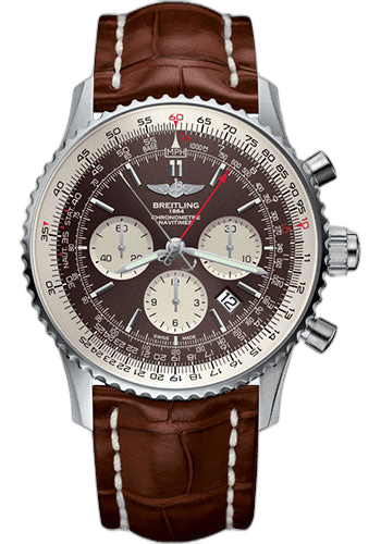Navitimer B03 Chronograph Rattrapante 45 Watch - Steel - Panamerican Bronze Dial - Gold Croco Strap - Tang Buckle - AB031021/Q615/754P/A20BA.1 45mm by Breitling — AB031021/Q615/754P/A20BA.1