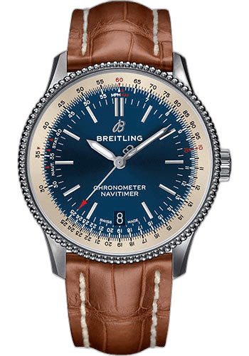 Breitling Navitimer 1 Automatic 38 Watch - Steel Case - Blue Dial - Gold Croco Strap - A17325211C1P2 38mm Timepiece [A17325211C1P2
