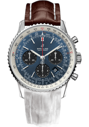 Navitimer B01 Chronograph 43 Watch - Steel - Blue Dial - Brown Croco Strap - Folding Buckle - AB0121211C1P4 · Breitling 43mm — AB0121211C1P4