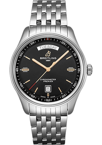 Premier Automatic Day & Date Watch - 40mm Steel Case - Black Dial - Steel Bracelet - A45340241B1A1 by Breitling — A45340241B1A1