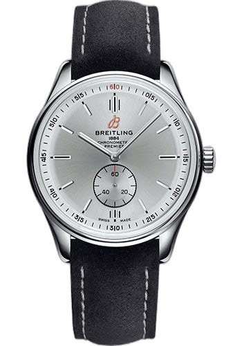 Premier Automatic Watch - 40mm Steel Case - Silver Dial - Anthracite Nubuck Strap - A37340351G1X1 · Breitling A37340351G1X1