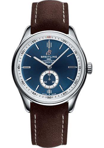Premier Automatic Watch - 40mm Steel Case - Blue Dial - Brown Nubuck Strap - A37340351C1X1 — Breitling Ref. A37340351C1X1