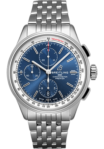 Premier Chronograph Watch - 42mm Steel Case - Blue Dial - Steel Bracelet - A13315351C1A1 · Breitling — A13315351C1A1