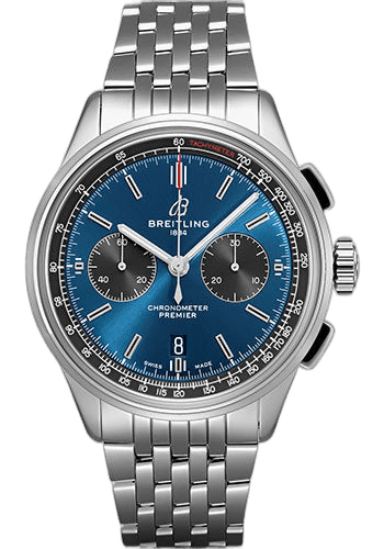 Premier B01 Chronograph Watch - 42mm Steel Case - Blue Dial - Steel Bracelet - AB0118A61C1A1 · Breitling — AB0118A61C1A1