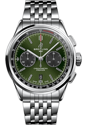 Breitling Premier B01 Chronograph Bentley Watch - 42mm Steel Case - Green Dial - Steel Bracelet - AB0118A11L1A1 (AB0118A11L1A1