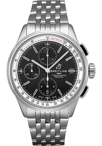 Premier Chronograph Watch - 42mm Steel Case - Black Dial - Steel Bracelet - A13315351B1A1 by Breitling — A13315351B1A1