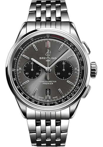 Breitling Premier B01 Chronograph 42 Watch - Stainless Steel - Anthracite Dial - Metal Bracelet - AB0118221B1A1 42mm