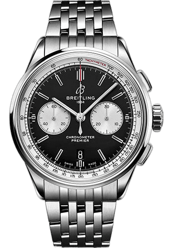 Premier B01 Chronograph 42 Watch - Stainless Steel - Black Dial - Metal Bracelet - AB0118371B1A1 42mm · Breitling AB0118371B1A1