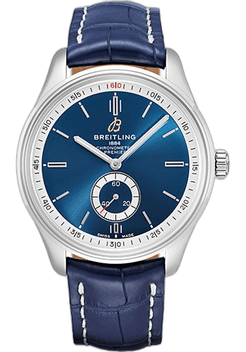 Breitling Premier Automatic Watch - 40mm Steel Case - Blue Dial - Blue Croco Strap - A37340351C1P1 Watch Ref. A37340351C1P1