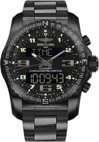 Breitling Professional Cockpit B50 Watch - 46mm Black Titanium Case - Volcano Black Dial - Black Titanium Professional III Bracelet - VB501022/BD41/176V Watch Ref. VB501022/BD41/176V