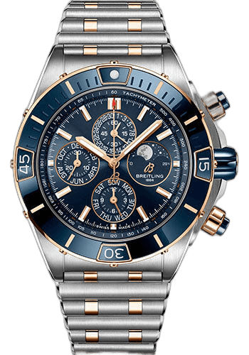 Breitling Super Chronomat 44 Four-Year Calendar Watch - Steel and 18K Red Gold - Blue Dial - Metal Bracelet - U19320161C1U1 44mm & 18K Red Gold Blue Dial Watch Ref. U19320161C1U1