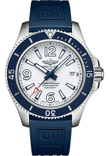 Superocean Automatic 42 Watch - Stainless Steel - White Dial - Blue Rubber Strap - Folding Buckle - A17366D81A1S2 42mm — Breitling Ref. A17366D81A1S2