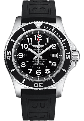 Breitling Superocean II 44 Watch - Steel - Volcano Black Dial - Black Diver Pro III Strap - Folding Buckle - A17392D71B1S2 Ref. A17392D71B1S2