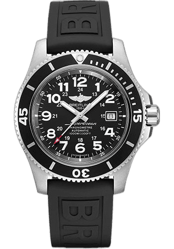 Superocean II 44 Watch - Steel - Volcano Black Dial - Black Diver Pro III Strap - Tang Buckle - A17392D71B1S1 · Breitling — A17392D71B1S1