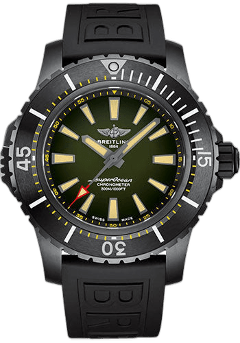 Superocean Automatic 48 Watch - DLC-Coated Titanium - Green Dial - Black Rubber Strap - Tang Buckle - V17369241L1S1 48mm · Breitling V17369241L1S1