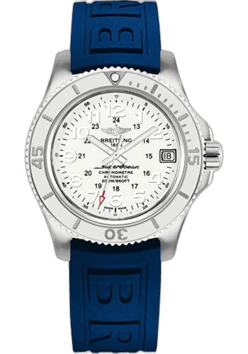 Superocean II 36 Watch - Steel Case - Hurricane White Dial - Blue Diver Pro III Strap - A17312D2/A775/238S/A16S.1 36mm — Breitling