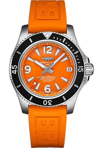 Breitling Superocean Automatic 36 Watch - Stainless Steel - Orange Dial - Orange Rubber Strap - Tang Buckle - A17316D71O1S1 36mm Watch Ref. A17316D71O1S1