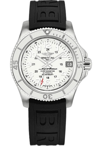 Breitling Superocean II 36 Watch - Steel Case - Hurricane White Dial - Black Diver Pro III Strap - A17312D2/A775/237S/A16S.1 36mm