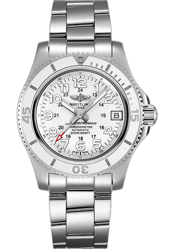 Breitling 36mm Superocean II 36 Watch - Steel - Hurricane White Dial - Steel Bracelet - A17312D21A1A1 Watch Ref. A17312D21A1A1