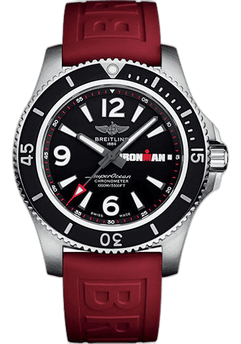 Superocean Automatic 44 Ironman Limited Edition Watch - Stainless Steel - Black Dial - Red Rubber Strap - Tang Buckle Limited Edition of 300 - A17371A11B1S1 44mm Breitling Ref. A17371A11B1S1