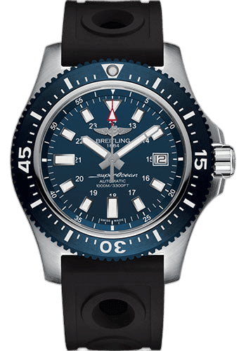Breitling Superocean II 44 Watch - Steel - Mariner Blue Dial - Black Ocean Racer II Strap - Tang Buckle - Y1739316/C959/227S/A20SS.1 44mm