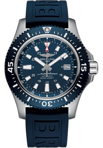Breitling 44mm Superocean II 44 Watch - Steel - Mariner Blue Dial - Blue Ocean Racer II Strap - Tang Buckle - Y1739316/C959/158S/A20SS.1 Watch Ref. Y1739316/C959/158S/A20SS.1
