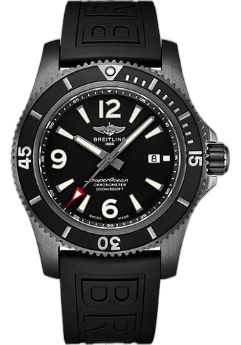 Superocean Automatic 46 Black Steel Watch - Black steel - Black Dial - Numerals,Black Rubber Strap - Tang Buckle - M17368B71B1S1 · Breitling 46mm — M17368B71B1S1