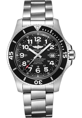 Breitling Superocean II 44 Watch - Steel - Volcano Black Dial - Steel Bracelet - A17392D71B1A1 44mm Timepiece [A17392D71B1A1