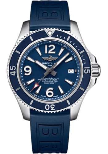 Breitling 42mm Superocean Automatic 42 Watch - Steel - Blue Dial - Blue Diver Pro III Strap - Tang Buckle - A17366D81C1S1 Watch Ref. A17366D81C1S1