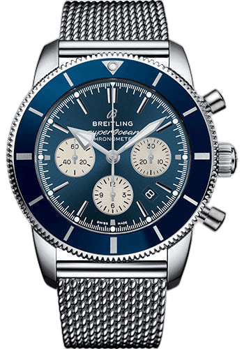 Breitling Superocean Heritage II B01 Chronograph 44 Watch - Steel Case - Blue Dial - Steel Aero Classic Bracelet - AB0162161C1A1 44mm Timepiece [AB0162161C1A1