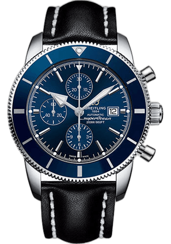 Breitling Superocean Heritage II Chronograph 46 Watch - Steel Case - Gun Blue Dial - Black Leather Strap - A1331216/C963/442X/A20D.1 46mm Watch Ref. A1331216/C963/442X/A20D.1