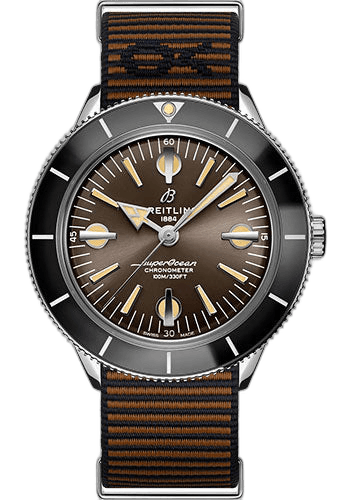 Breitling Superocean Heritage '57 Outerknown Watch - Stainless Steel - Bronze Dial - Brown Econyl® Yarn Strap - Tang Buckle - A103703A1Q1W1 42mm Ref. A103703A1Q1W1