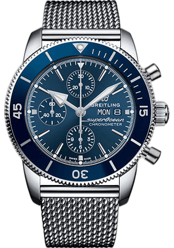 Breitling Superocean Heritage II Chronograph 44 Watch - Steel Case - Blue Dial - Steel Aero Classic Bracelet - A13313161C1A1 44mm (A13313161C1A1