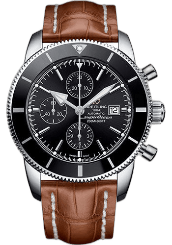 Breitling Superocean Heritage II Chronograph 46 Watch - Steel Case - Volcano Black Dial - Gold Croco Strap - A1331212/BF78/755P/A20D.1 46mm Watch Ref. A1331212/BF78/755P/A20D.1