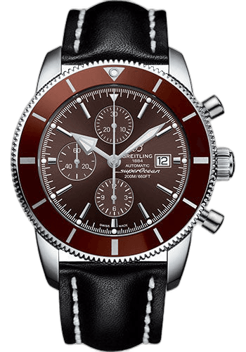 Superocean Heritage II Chronograph 46 Watch - Steel Case - Copperhead Bronze Dial - Black Leather Strap - A1331233/Q616/442X/A20D.1 46mm — Breitling Ref. A1331233/Q616/442X/A20D.1