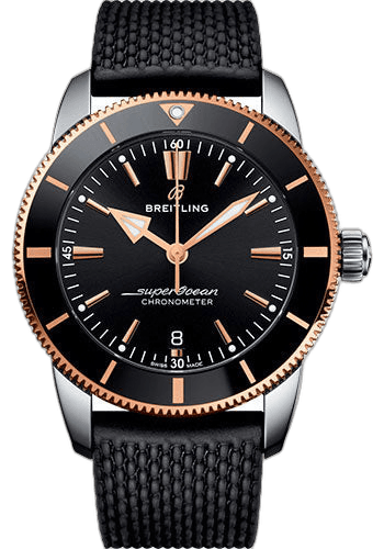 Superocean Heritage II B20 Automatic 44 Watch - Steel and Red Gold Case - Black Dial - Black Rubber Aero Classic Strap - UB2030121B1S1 44mm & 18K Red Gold Black Dial — Breitling Ref. UB2030121B1S1