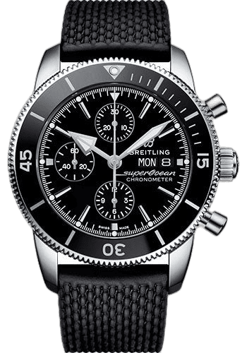 Superocean Heritage II Chronograph 44 Watch - Steel Case - Black Dial - Black Rubber Aero Classic Strap - A13313121B1S1 44mm · Breitling A13313121B1S1