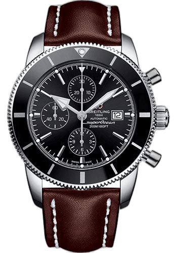 Breitling Superocean Heritage II Chronograph 46 Watch - Steel Case - Volcano Black Dial - Brown Leather Strap - A1331212/BF78/444X/A20D.1 46mm Timepiece [A1331212/BF78/444X/A20D.1