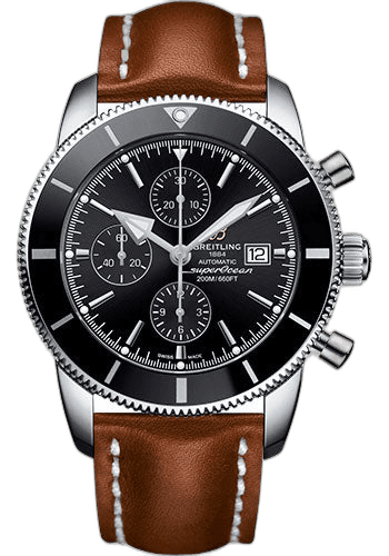 Superocean Heritage II Chronograph 46 Watch - Steel Case - Volcano Black Dial - Gold Leather Strap - A1331212/BF78/440X/A20D.1 · Breitling 46mm — A1331212/BF78/440X/A20D.1