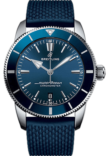 Breitling 44mm Superocean Heritage II B20 Automatic 44 Watch - Steel Case - Blue Dial - Blue Rubber Aero Classic Strap - AB2030161C1S1 — Ref. AB2030161C1S1