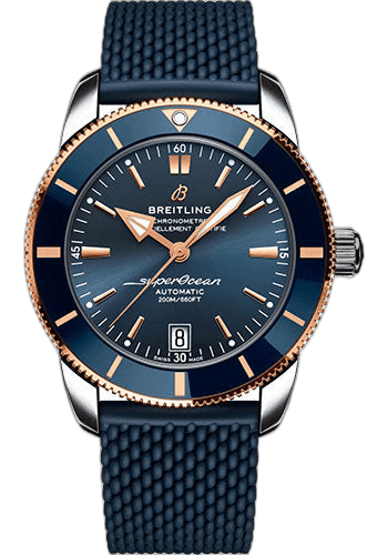 Superocean Heritage B20 Automatic 42 Watch - Steel and 18K Red Gold - Blue Dial - Blue Rubber Strap - Folding Buckle - UB2010161C1S1 42mm & 18K Red Gold Blue Dial by Breitling — UB2010161C1S1