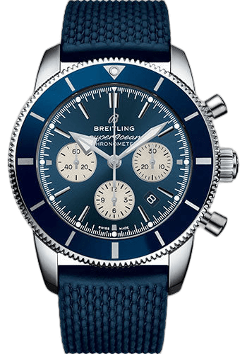 Breitling 44mm Superocean Heritage II B01 Chronograph 44 Watch - Steel Case - Blue Dial - Blue Rubber Aero Classic Strap - AB0162161C1S1 — Ref. AB0162161C1S1