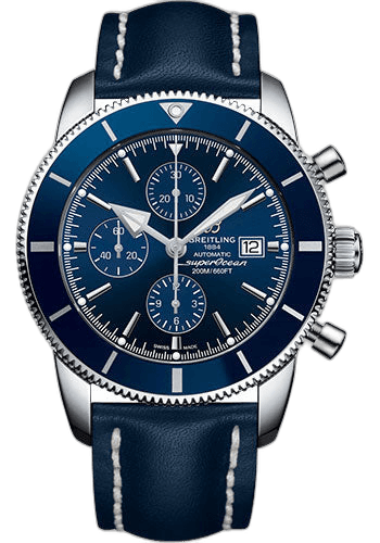 Breitling Superocean Heritage II Chronograph 46 Watch - Steel Case - Gun Blue Dial - Blue Leather Strap - A1331216/C963/102X/A20D.1 46mm (A1331216/C963/102X/A20D.1