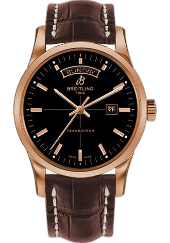 Transocean Day & Date Watch - 43mm Red Gold Case - Black Dial - Brown Croco Strap - R4531012/BB70/740P/R20D.1 · Breitling — R4531012/BB70/740P/R20D.1