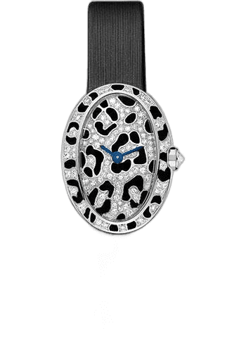 Baignoire Mini Baignoire Panther Spots Watch - White Gold Diamond Case - Diamond Dial - Dark Gray Fabric Strap - HPI00703 Diamond Diamond Dial — Cartier Ref. HPI00703