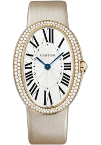 Cartier Baignoire Watch - Large Pink Gold Diamond Case - Fabric Strap - WB520005 Rose Gold Watch Ref. WB520005