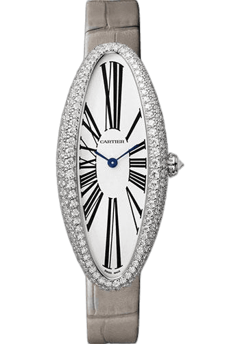 Cartier Baignoire Allongée Baignoire Allongee Watch - 47 mm White Gold Diamond Case - Light Gray Strap - WJBA0007 47mm