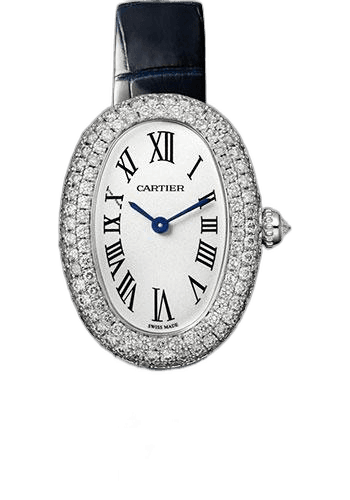 Cartier 32mm Baignoire 1920 Watch - 32 mm White Gold Diamond Case - Navy Blue Strap - WJBA0015 — Ref. WJBA0015